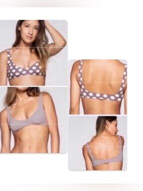 NWT [KikiRio] Reversible Polka Dot/Stiped Bikini Swimsuit Top Women's Sz XS